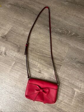 Kate Spade Red Leather Crossbody with Bow Accent